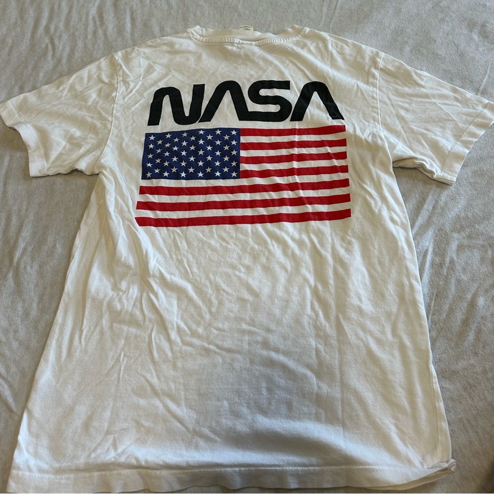 NASA White T-Shirt with American Flag